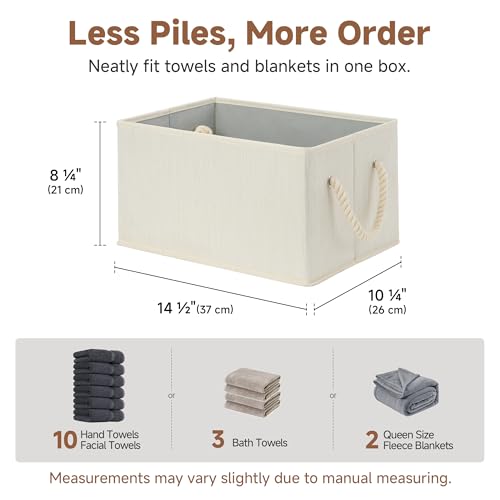 StorageWorks Storage Baskets for Shelves, Fabric Storage Bins, Closet Organization and Storage Basket, Foldable Organizer Bins for Clothes, Beige, White & Ivory, Large, 3-Pack - color: Beige, White & Ivory, size: Large