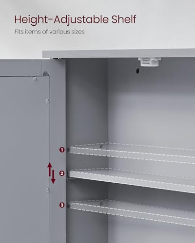 VASAGLE Bathroom Cabinet with Mirror, Wall Cabinet with 2 Mirrored Doors, Adjustable Shelf, Open Compartment, Wall-Mounted, 5.1 x 22.2 x 23 Inches, Dove Gray ULHC002G02 - color: Dove Gray, size: 5.1"D x 22.2"W x 23"H