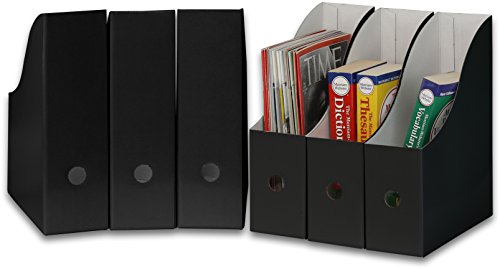 Simple Houseware 6-Pack Magazine File Holder Box, Foldable Cardboard Organizer, Black - color: Black, size: 6 Pack
