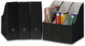Simple Houseware 6-Pack Magazine File Holder Box, Foldable Cardboard Organizer, Black - color: Black, size: 6 Pack