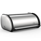 ENLOY Bread Box for Kitchen Counter, Stainless Steel Roll Top Bread Bin, Sliver Bread Storage Holder with Lid, Large Capacity Bread Keeper, 17 x 11 x 7 Inches - color: silver