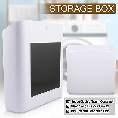 Picowe Magnetic Laundry Storage, 2 Pack Lint Holder Bin for Laundry Room, Space-Saving Trash Container Hanging on Dryer, Washer or Wall Mount Trash Bin (Gray White) - size: L+ M - White