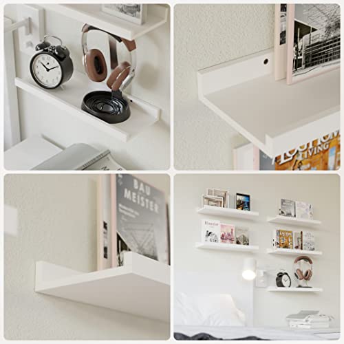RICHER HOUSE 5 Set White Floating Shelves, Wall Mounted Shelves for Wall Decor, Modern Picture Ledge Shelf with Lip for Storage Nursery, Bedroom, Living Room, Bathroom - White - color: White, size: 5pcs*15.75in