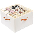Shoe Organizer for Closet, Shoe Storage Boxes Fits up to 16 Pairs, Foldable Shoe Containers Bins Baskets with Adjustable Dividers and Clear Cover White