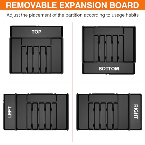 Large Silverware Organizer, Expandable BPA Free Kitchen Silverware Drawer Organizer, 9 Slots Cutlery Utensil Tray with Dividers, Adjustable Flatware Storage Holder for Spoons Forks Knives