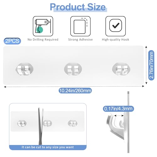 Shower Caddy Adhesive Replacement, Strong Shower Shelf Adhesive,2 Pack WaterProof Showers Adhesives Strip, Ad-hesive Hook for Showers, No Drilling for Bathroom Storage Shelve and Kitchen Rack - color: 2pcs Transparent