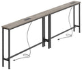 SUPERJARE 78.8 Inch Narrow Console Table with Outlet, Sofa Tables, Behind Couch Table, Long Entryway Tables with Charging Station, for Living Room, Oak - color: Oak, size: 5.7''D x 78.7''W x 29.7''H