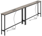 SUPERJARE 78.8 Inch Narrow Console Table with Outlet, Sofa Tables, Behind Couch Table, Long Entryway Tables with Charging Station, for Living Room, Oak - color: Oak, size: 5.7''D x 78.7''W x 29.7''H
