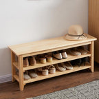 XKZG Storage Bench Wooden Shoe Rack Bench Simple Style Wood Entryway Bench (Natural,39.4") - color: Natural, size: 39.4"W x 11.8"D x 16.5"H
