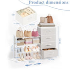 Cidaziya Expandable Closet Organizers and Storage, 4 Drawer Dresser, White Fabric Storage Dresser, Clothes Shelves for Kids, Purse Organizer Small Shoe Rack for Closet Bedroom - size: 11.8"D x 43.4"W x 29.8"H (4 Drawers)