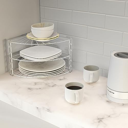 Simple Houseware 3-Tier Counter Corner Shelf Organizer, Chrome - color: Chrome