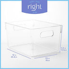 Plastic Food Storage 2 Pack Clear Container Bin with Handles for Organizing Kitchen, Pantry, Refrigerator, Freezer, Pantry, Cabinet, Closet, Bathroom. 10”x7.5”x5.3” - size: 10x7.5x5.3