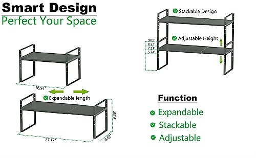 Jojocross Expandable Stackable Spice Rack Cabinet Shelf Organizer in Cabinets Shelves Kitchen Cupboard Organization Stack up Racks Pantry Countertop Storage (Gray, Medium 3 Packs) - color: 3 Packs/Gun-gray, size: M:7.85"D x 16.6"W x 5.75"H