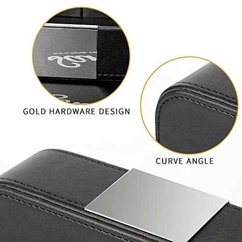 SANZIE Luxury Leather Tray Desktop Storage Catchall Organizer Decorative Tray for Entryway Table to Hold Jewelry Watch Keys Phone Wallet (Metal Silvered, Black) - color: Black (Silver)