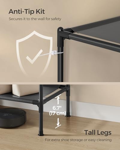 SONGMICS Clothes Rack,72 Inch Large Capacity Portable Closet, Heavy Duty Wardrobe Closet Organizer with Hanging Rails and Shelves, Total Load 330 lb, Easy Assembly, for Bedroom, Black URDR211B01 - size: 72"L x 17.7"W x 74.8"H