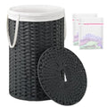 SETVSON Large Laundry Hamper Laundry Basket Round 34.3 Gal (130 L) Handwoven Wicker Laundry Baskets Rattan Laundry Basket with Laundry Bag Handles 2 Mesh Bags for Living Room Bedroom Black - color: Black, size: 130L