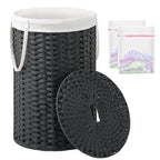 SETVSON Large Laundry Hamper Laundry Basket Round 34.3 Gal (130 L) Handwoven Wicker Laundry Baskets Rattan Laundry Basket with Laundry Bag Handles 2 Mesh Bags for Living Room Bedroom Black - color: Black, size: 130L