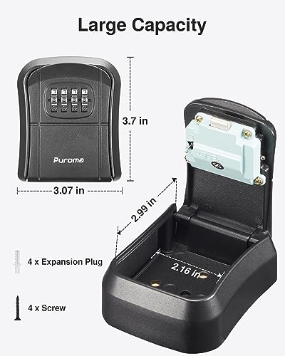 Puroma Key Lock Box Combination Lockbox Wall-Mounted Key Storage Box for House Keys, Resettable Code Safe Security Lock Box for Home, Office, Garage, Apartment Spare Key Storage (1 Pack, Black) - color: Pure Black