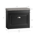 Haotian Black Hallway Shoe Bench, Narrow Shoe Rack Entryway, Small Shoe Cabinet with Flip-Drawer and Seat Cushion, FSR82-K-SCH - color: Black, size: 1 Drawer:24x9.4x20"