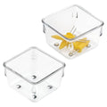 iDesign Linus Plastic Drawer Organizer, Storage Container for Vanity, Bathroom, Kitchen Drawers, 3" x 3" x 2", Set of 2, Clear - size: 3 x 3 x 2, style: Pack of 2