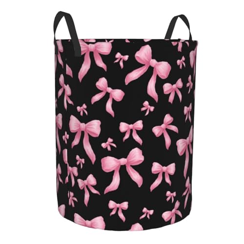 Bow Laundry Basket Storage Bin Foldable Laundry Hamper Clothes Storage Bucket Organizer 19.6x15.7 Inch For Laundry Room/Bedroom/Bathroom - color: Bow
