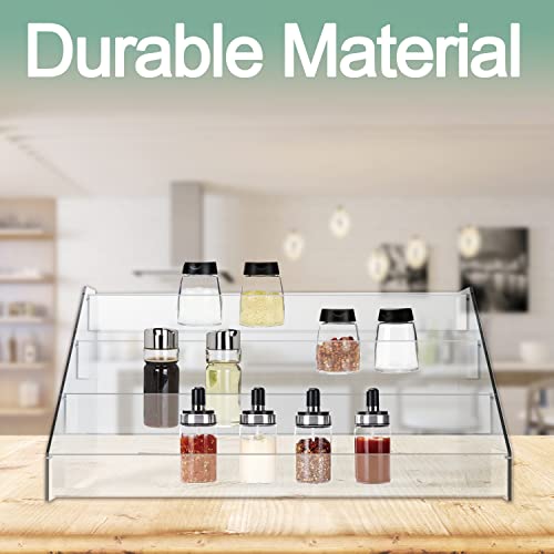 WUIVIUT Spice Rack Organizer For Cabinet, 1 4/5 in/Tier Acrylic Tiered Spice Shelf Can Storage Organizer for Kitchen Pantry Countertop - size: 4 Tier - inner width 2''