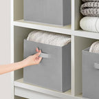 11 Inch Fabric Storage Bins, Storage Cubes, Collapsible Cube Storage Box, Fabric Closet Organizers with Handle for Home, Office, Shelf, Closets, Bedroom, Living Room, Grey, 18 Pack - size: 18 PACK