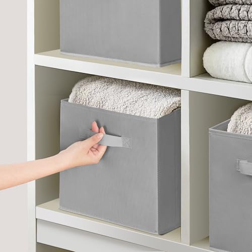 11 Inch Fabric Storage Bins, Storage Cubes, Collapsible Cube Storage Box, Fabric Closet Organizers with Handle for Home, Office, Shelf, Closets, Bedroom, Living Room, Grey, 12 Pack - size: 12 PACK