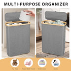 Odonata Large Toilet Paper Storage Basket with Lid, Slim Toilet Paper Organizer, Hold up to 20 Regular Rolls or 15 Mega Rolls. (Grey, 49L) - color: Grey