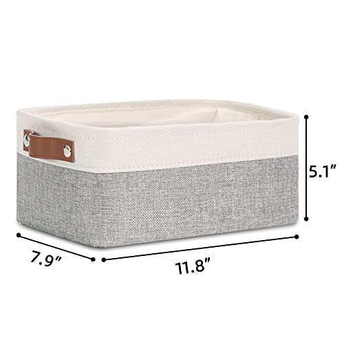 DULLEMELO Small Collapsible Fabric Basket for Organizing, Shelves, Closets, Laundry, Nursery, Decorative Gift Basket (White & Gray) - color: White&Gray, size: Small-11.8"x7.9"x5.1"