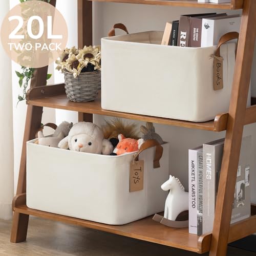 CHICVITA Storage Bins for Shelves, Closet Bins for Organization, Collapsible Storage Baskets for Towels, Rectangle Basket for Bedroom, 14 ¾" L x 10 ¼" W x 8 ¼" H, Beige, 2-Pack - color: Beige, size: 14 ¾" L x 10 ¼" W x 8 ¼" H