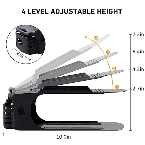 NVGSN Shoe Slots Organizer 20 Pack - Shoe Stackers for a Pair Of Shoes, shoe storage Shoe Space Savers 50%, 4 Levels Adjustable Thickening Double Layer shoe holders shoe organizer for closet, Black - color: Black, size: 20pack