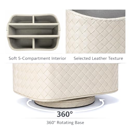 UnionBasic Rotating Desk Organizer, 360 Desk Spinning Caddy, Desktop TV Guide/Mail/Media/Remote Controller Holder Organizer, Woven Beige - color: Woven Beige