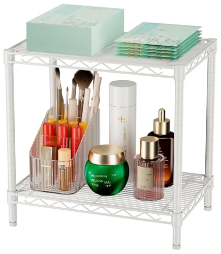 SINGAYE Shelf Closet Wire Shelving：Adjustable Metal Unit for Laundry Room Organization Bathroom Kitchen Home Storage Small Pantry Rack Shelves - color: White, size: 2Tier-10"Dx15.9"Wx16"H