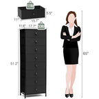 Crestlive Products Tall Dresser, 8-Drawer Fabirc Storage Tower, Chests of Drawers - Vertical Organizer Unit for Bedroom, Hallway, Entryway, Nursery, Closets - Steel Frame, Wood Top & Handles (Black) - color: Black, style: Narrow-8 Drawers