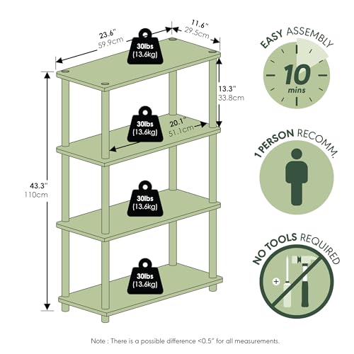 Furinno (99557BE/WH) Turn-N-Tube 4-Tier Multipurpose Shelf Display Rack - Beech/White - color: Beech/White, size: 4-Tier Round Tube