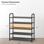 STO STO 5-Tier Shoe Rack with Sturdy Mesh Shelves, Heavy Duty Metal Shoe Organizer for Entryway, Closet, Garage, Front Door, Holds 15 Pairs, Free Standing Shoe Storage Shelf, Adjustable Feet, Black - size: 5-Tier Standard
