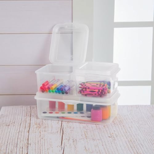 Sterilite 12-Pack FlipTop Stackable Square Small Storage Bin with Hinging Lid, Clear - size: 1.5 Cubic Feet, style: 12 Pack