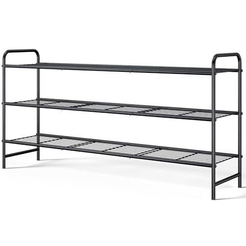 Kitsure Shoe Rack - Stainless Steel Shoe Organizer, Sturdy Shoe Rack for Closet and Front Door Entrance, Free Standing Shoe Shelf, Closet Organizers and Storage, 37.3" Wide - 3 Tier, Black - color: Black, size: 37.3" Wide - 3 Tier