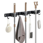 JAMEND CLXP Broom Hanger and Mop Holder, Heavy Duty Garden Tool Organizer Rack Rake and Shovel Handle, Stainless Steel Wall Mounted Utility Rack with Screws (3 Racks with 4 Hooks, Matte Black). - color: 1 Pack, size: 3R4H