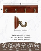 CypherX Key Holder Wall Mount Adhesive, Easy Removal Super Adhesive Tapes, No Damage Small Key Rack with 4 Hooks for Entryway Door Bathroom and Kitchen (Brown) - color: Brown-S