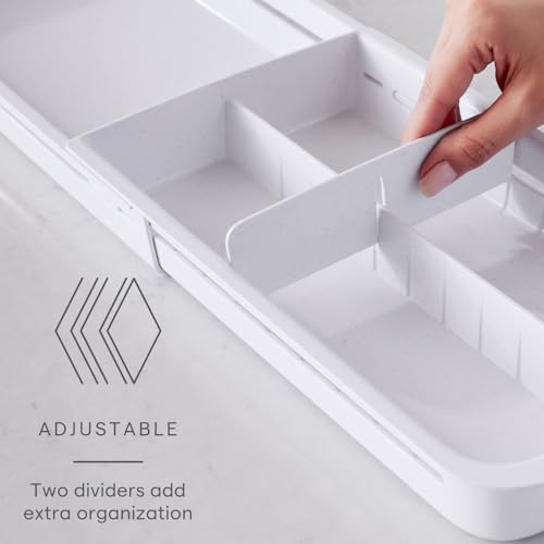 YouCopia DrawerFit Sliding Drawer Tray with Adjustable Dividers, Expandable Kitchen Storage Organizer, Speckled White - style: Tray