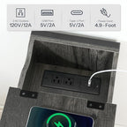 HOOBRO End Table with Charging Station, Narrow Side Table, Flip Top Nightstand with USB Ports and Outlets, Bedside Tables with Shelf for Small Spaces, Living Room, Charcoal Black BC341BZ01 - color: Charcoal Black