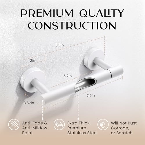 Day Moon™ - Toilet Paper Holder - Modern Roll Holder for Bathroom - 1 Pack - Wall Mount - Classic, White - color: White, size: Classic 1 Pack