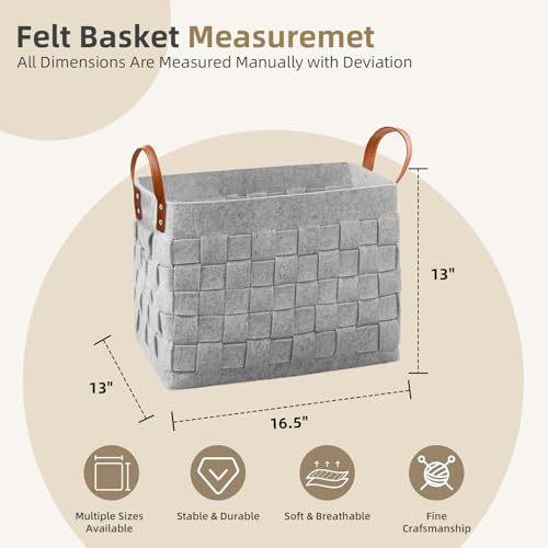 boldmonkey Blankets Basket 16.5 " x13 x13 , Large Storage Baskets for Organizing Rectangular, Living Room Dog Toy Bin for Dirty Clothes, Pillows, Towel-Light Gray - color: Light Gray