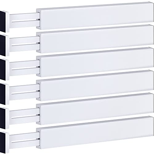 6-Pack Drawer Dividers - 2.6 Inches High, Adjustable 16 to 22 Inches Bamboo Drawer Organizer, Large Expandable Separator for Clothes, Dresser, Bedroom, Bathroom, Baby, Office, Kitchen Utensils, White - color: White