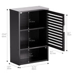 HITNET Bathroom Storage Cabinet Wall Mounted, Hanging Medicine Cabinet with Adjustable Shelf, Over the Toilet Space Saver Organizer, Black Bamboo Kitchen Cupboard, Single Door - color: Black