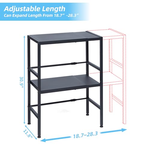 2-Tier Expandable Metal Storage Shelves, 150LBS Heavy Duty Shelving Units and Storage,Adjustable Utility Organization and Storage Shelf Rack For Kitchen Garage Laundry Bathroom Pantry Warehouse - size: 2 Tier：11.8"D x 28.3"W x 30.9"H