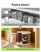 Ankou Rotating Food Storage Containers Set of 6, 23oz (690ml) Clear PET Jars with Dual Pour Lids, 360° Lazy Susan Pantry Organizer for Snacks, Cereal, Nuts, Oats & Dry Foods, Kitchen Grain Dispenser - color: 690ML*6