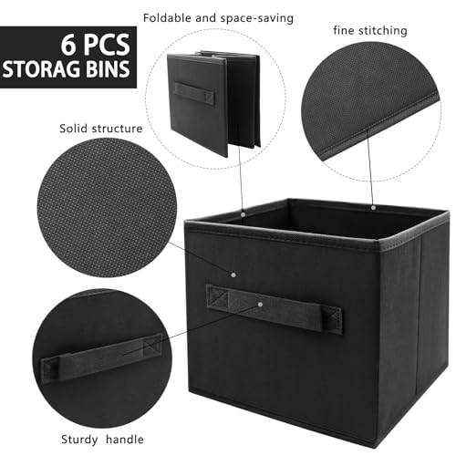 EBIGIC Black Storage Bins 9.0"x7.5"x7.5" Small Size Fabirc Foldable Closet Toy Organizer Collapsible Cloth - color: Black 1Pack, size: 9”x 7.5”x 7.5”